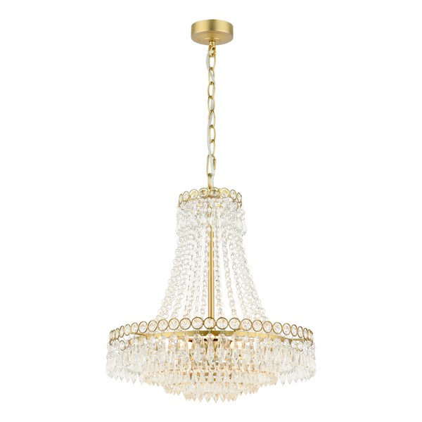 (image for) Laura Ashley Enid 5 Light Chandelier Faceted Glass and Matt Antique Brass